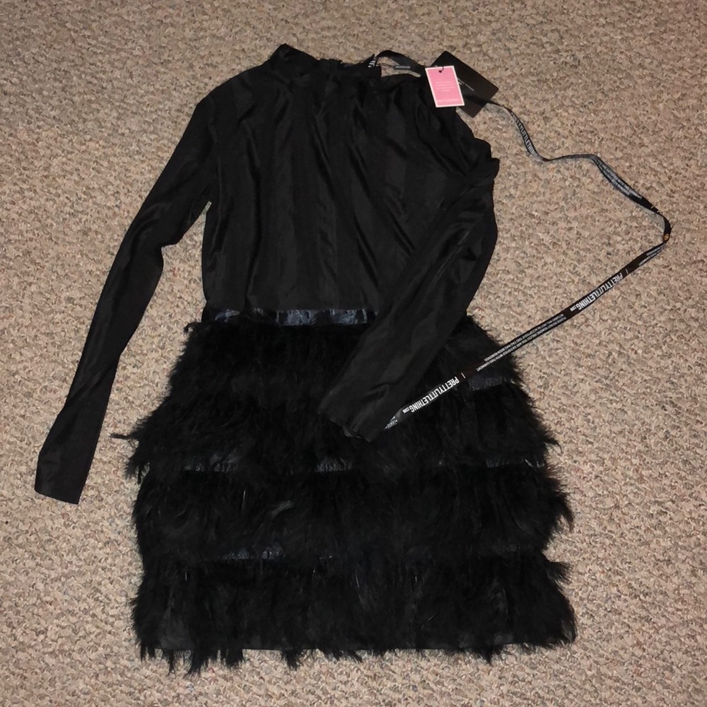 Feather long sleeve dress